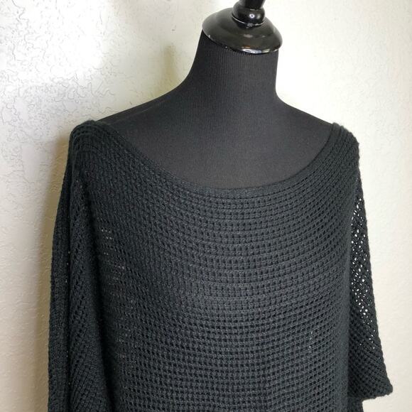 Soft Surroundings black open knit sweater tunic / dress size Missy One Size OS - Picture 2 of 13